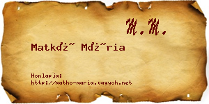 Matkó Mária névjegykártya